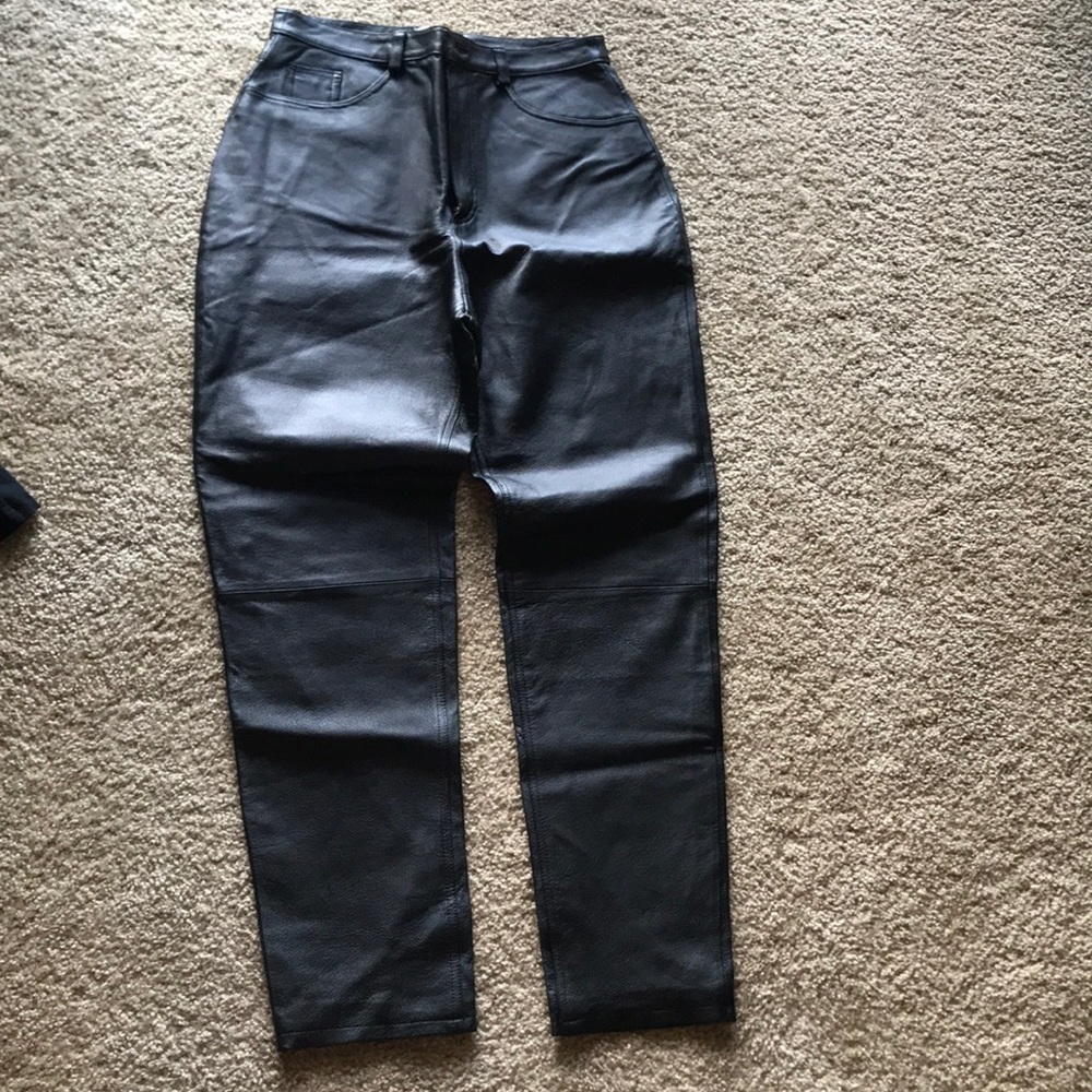 Vintage 100% black leather pants
